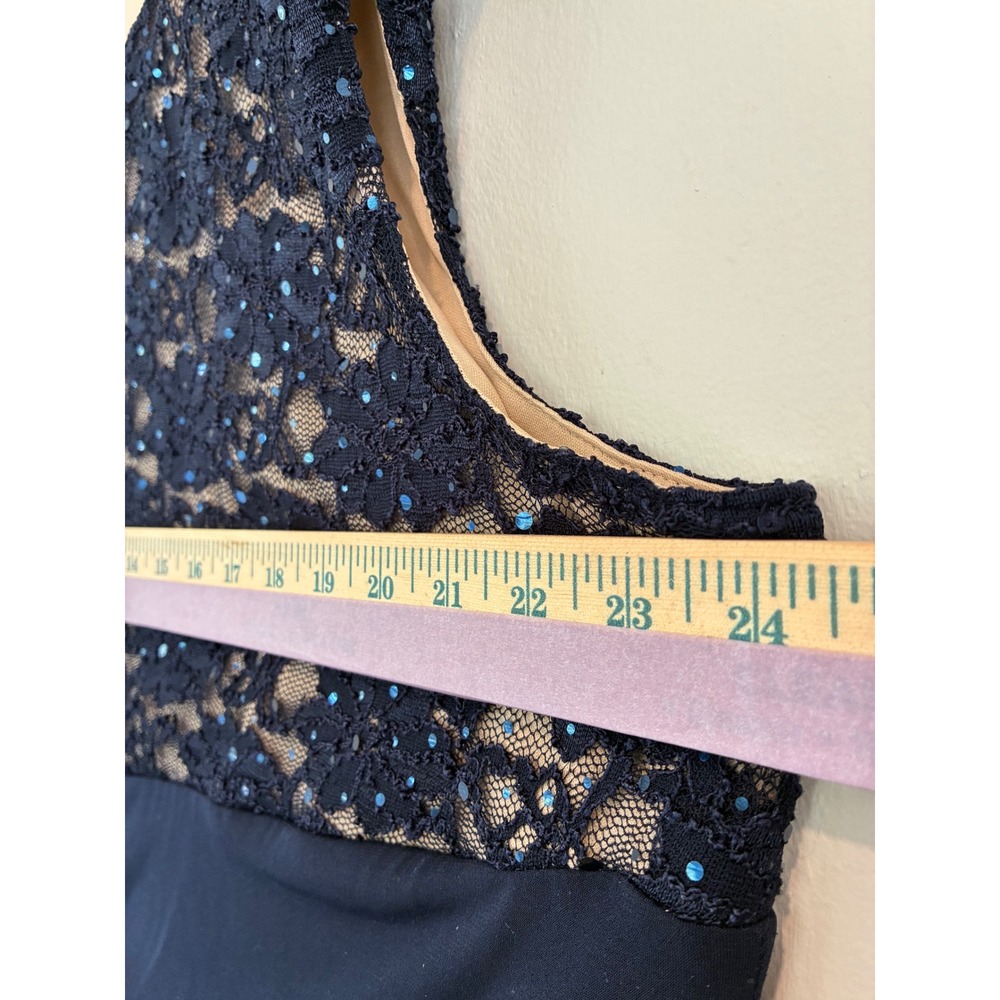 Connected Apparel Womens Dress Plus 24W Navy Blue Lace Sequin Party Cocktail - Picture 4 of 8